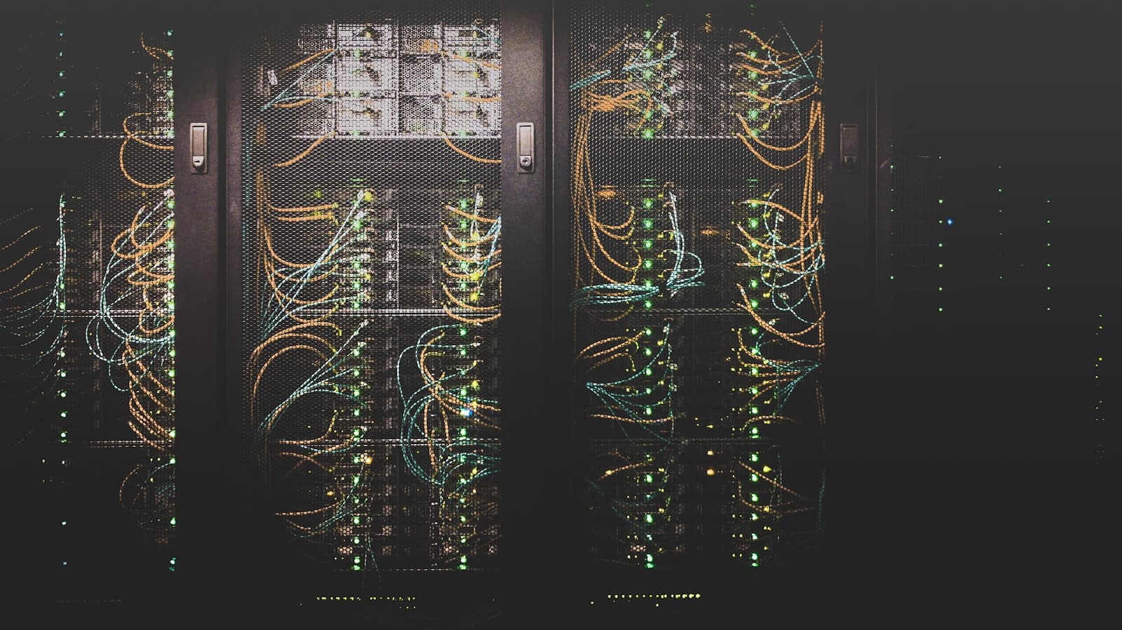 Server racks in a data hall, cloud infrastructure as a real system